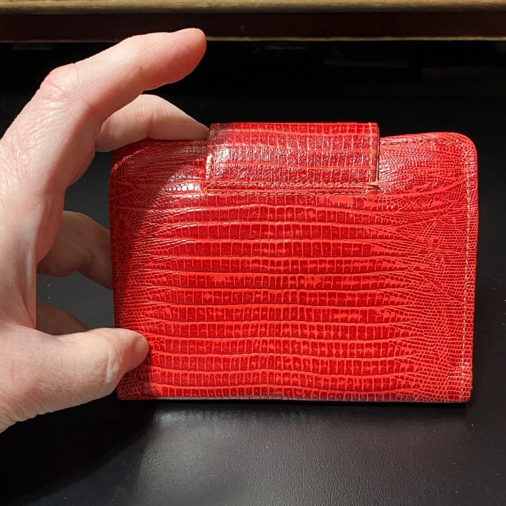 Vintage Baronet Red Crocodile-Embossed leather Women's wallet